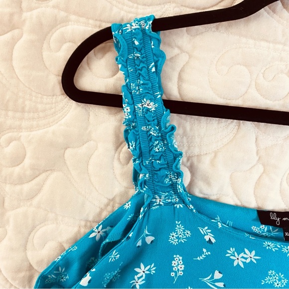 NEW Lily Morgan Tank Top Size XL Blue Turquoise Floral - Picture 8 of 8